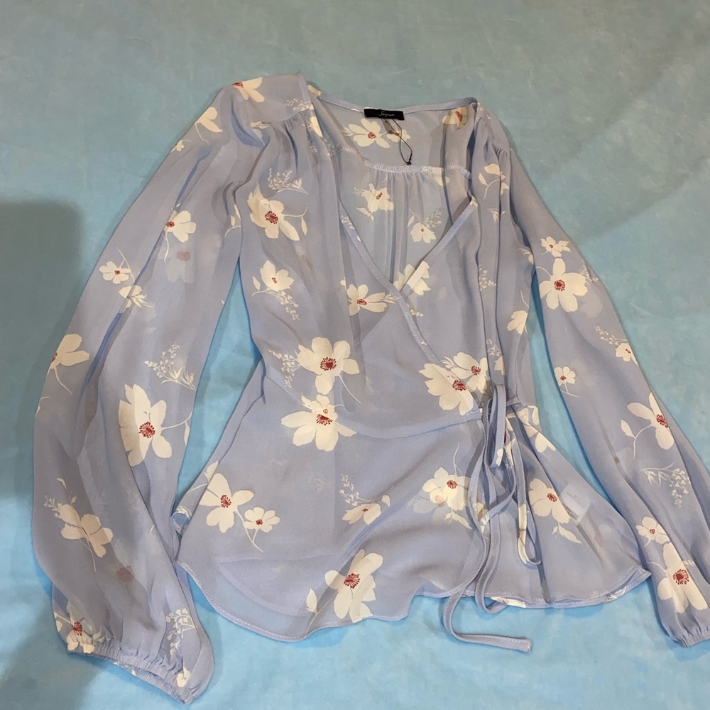 Floral Peplum Tie Waist Blouse
